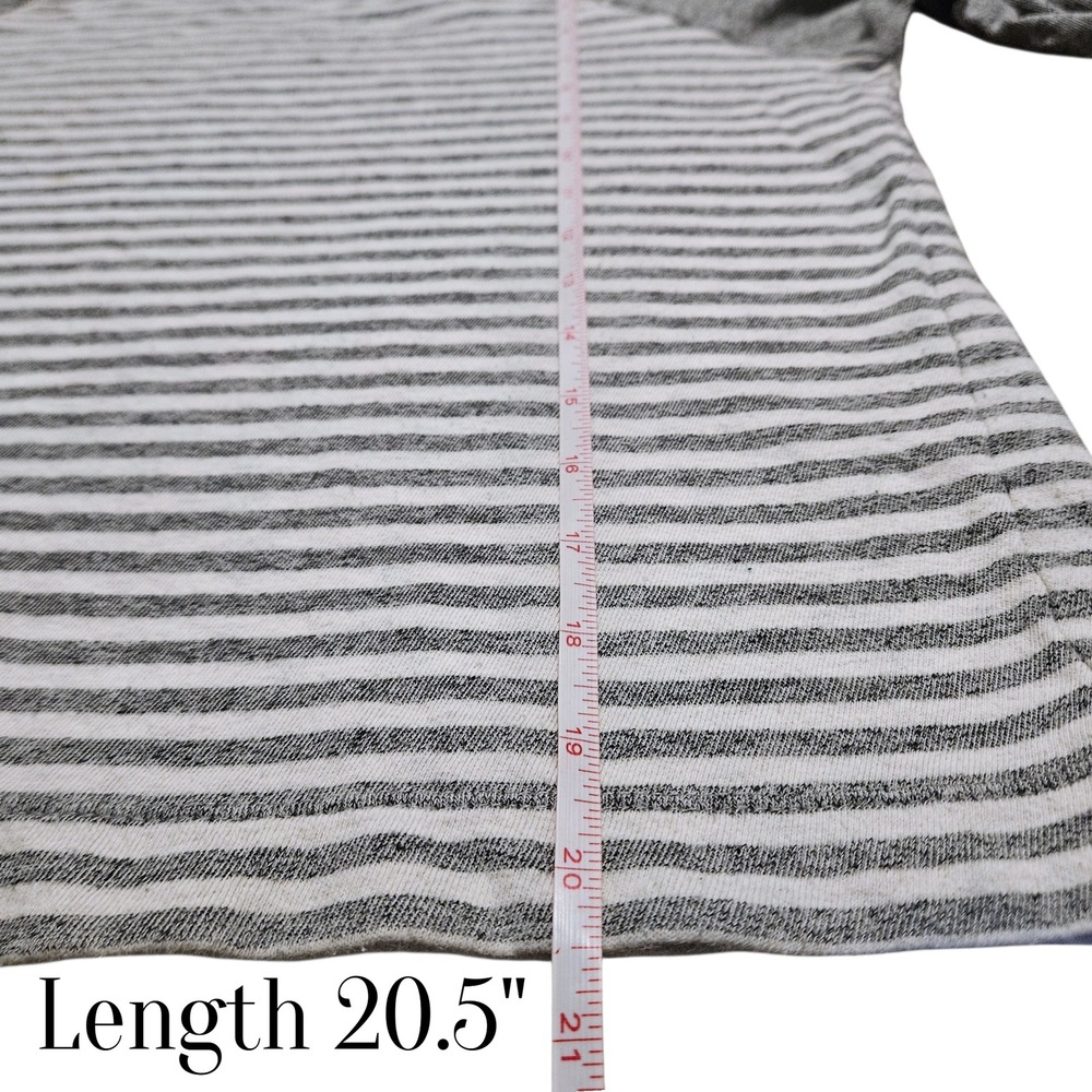 LOFT Striped Zip Shoulder Long Sleeve Top Gray White Size Small Casual - Picture 10 of 13